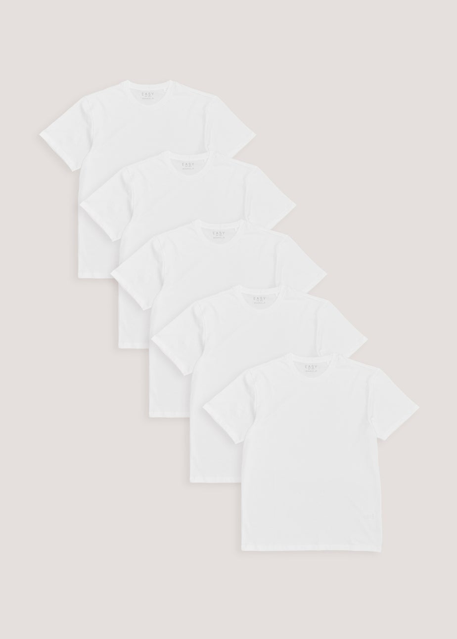 5 Pack White Crew Neck T-Shirts
