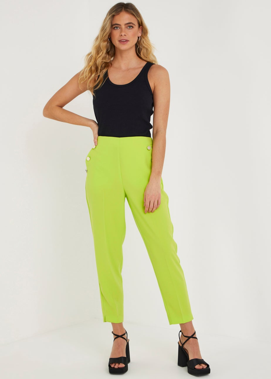 Be Beau Hazel Lime Crepe Trousers