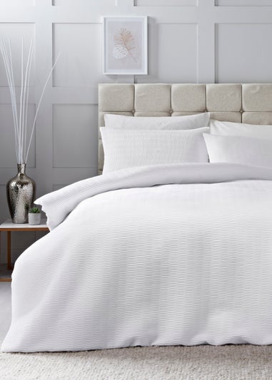 White Ruched Duvet Set