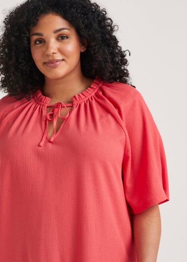 Papaya Curve Coral Textured Jersey Blouse