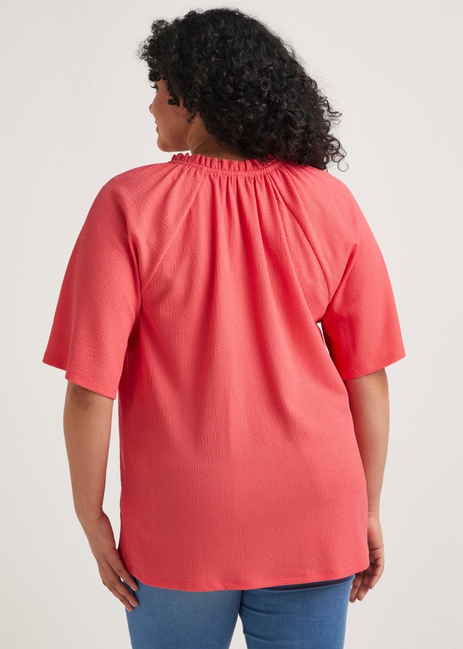 Papaya Curve Coral Textured Jersey Blouse