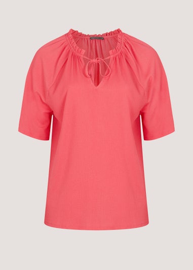 Papaya Curve Coral Textured Jersey Blouse