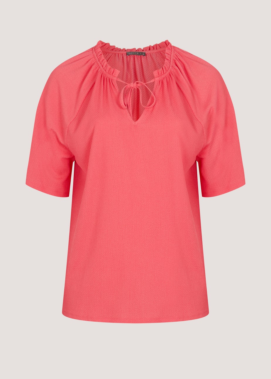 Papaya Curve Coral Textured Jersey Blouse