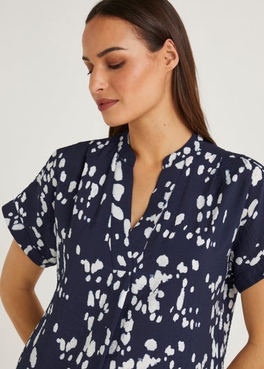 Et Vous Navy Print Popover Blouse