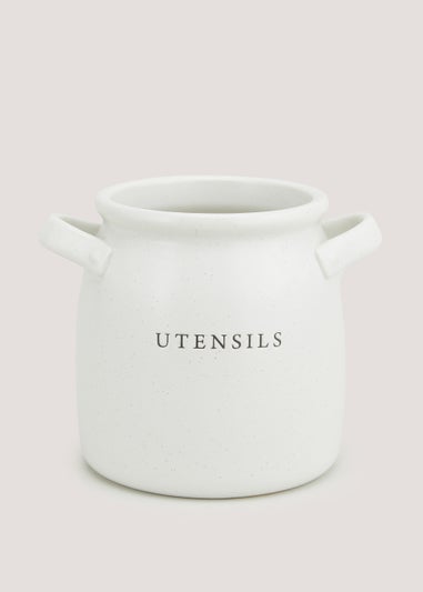 Cream Speckle Utensil Pot (14cm x 13cm)