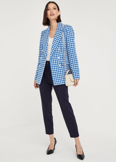 Et Vous Blue Check Boucle Blazer