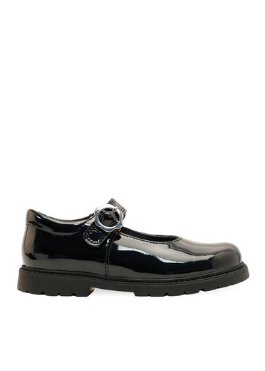 Start-Rite Destiny Black Patent Riptape Shoes (Wide Fit G)
