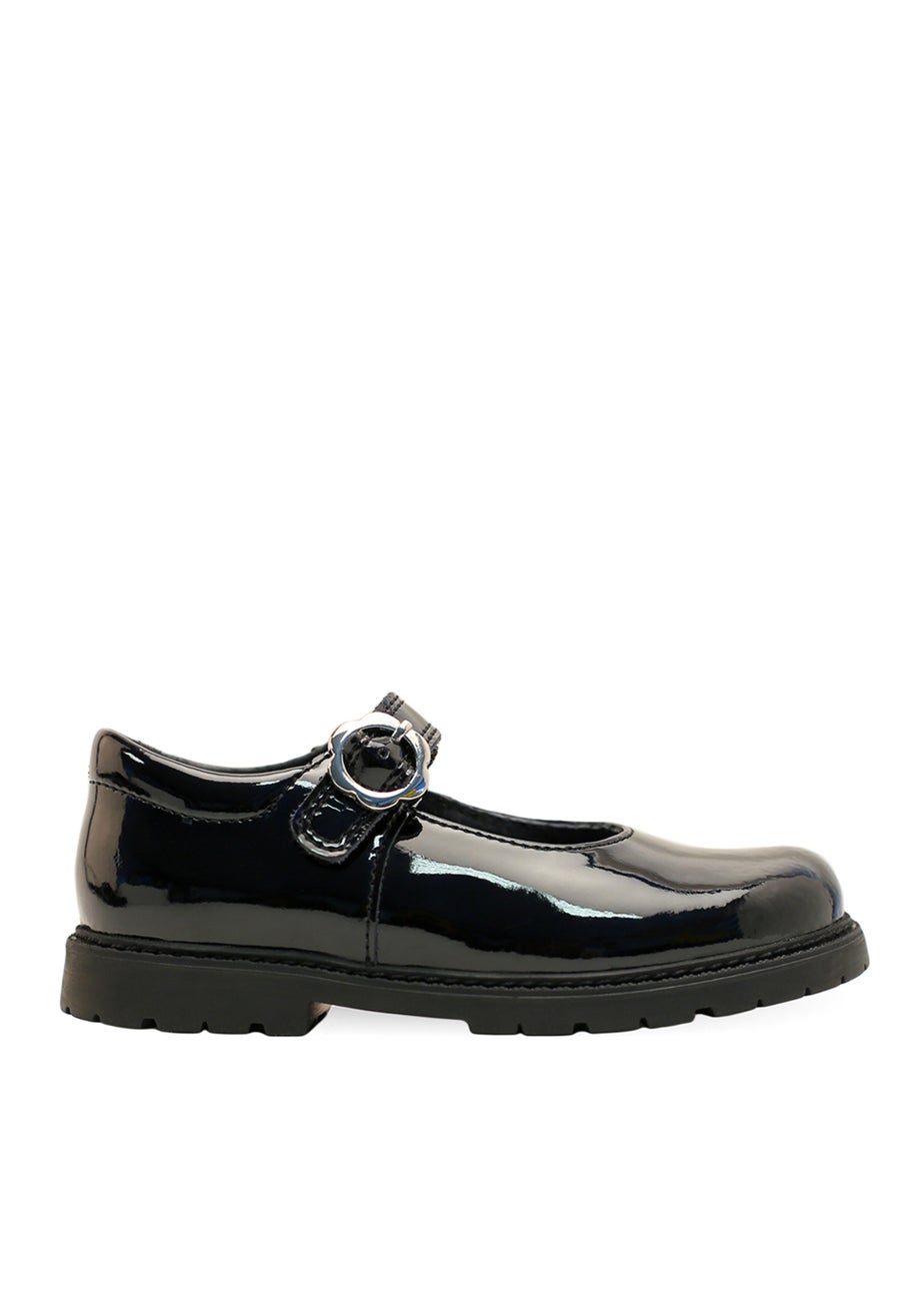 Start-Rite Destiny Black Patent Riptape Shoes (Wide Fit G)