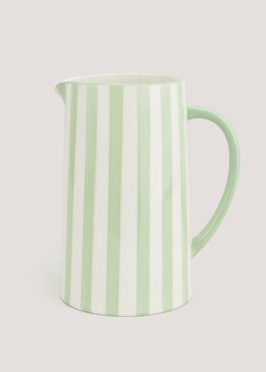 Cream & Green Stripe Jug (21cm x 10.5cm)