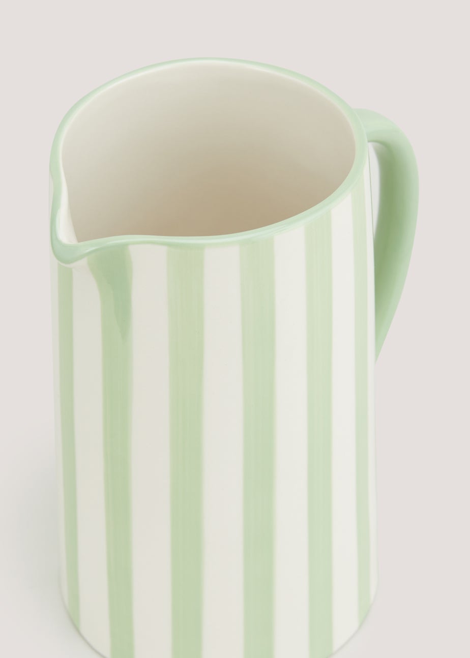 Cream & Green Stripe Jug (21cm x 10.5cm)