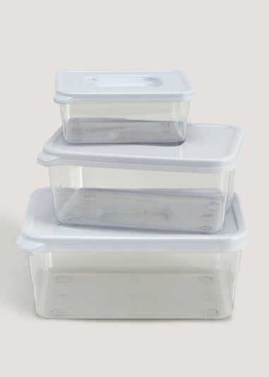 3 Pack Grey Food Storage Boxes