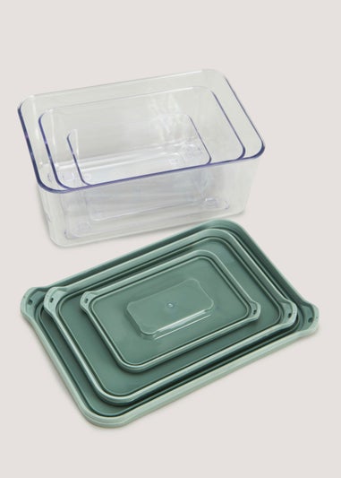 3 Pack Green Food Storage Boxes