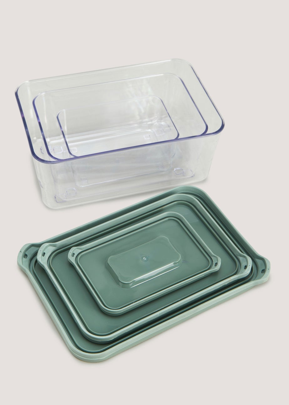 3 Pack Green Food Storage Boxes