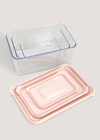 3 Pack Pink Food Storage Boxes