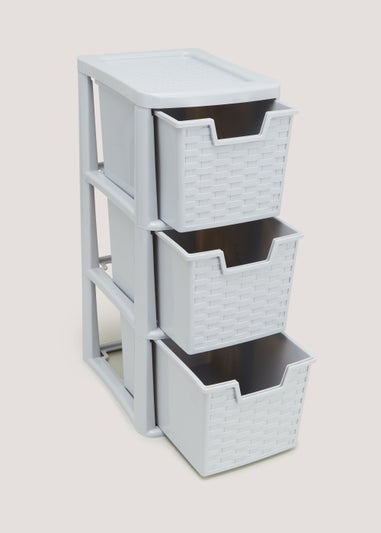 Small Grey Plastic Rattan Drawers (48cm x 26cm x 19cm)