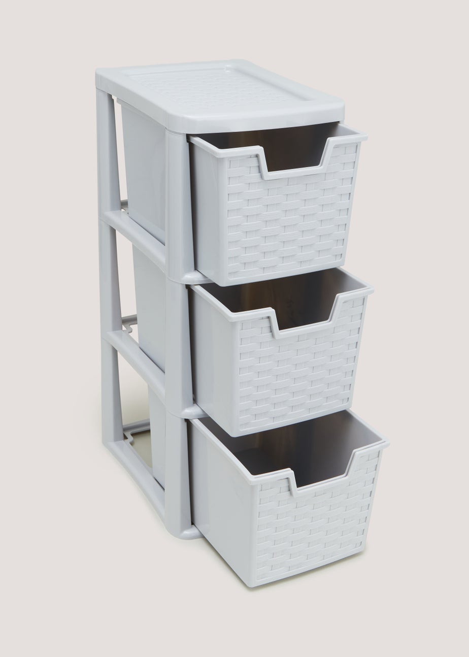 Small Grey Plastic Rattan Drawers (48cm x 26cm x 19cm)