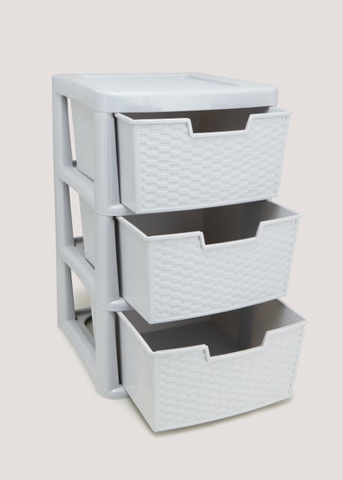 Large Grey Plastic Rattan Drawers (63cm x 42cm x 38cm)