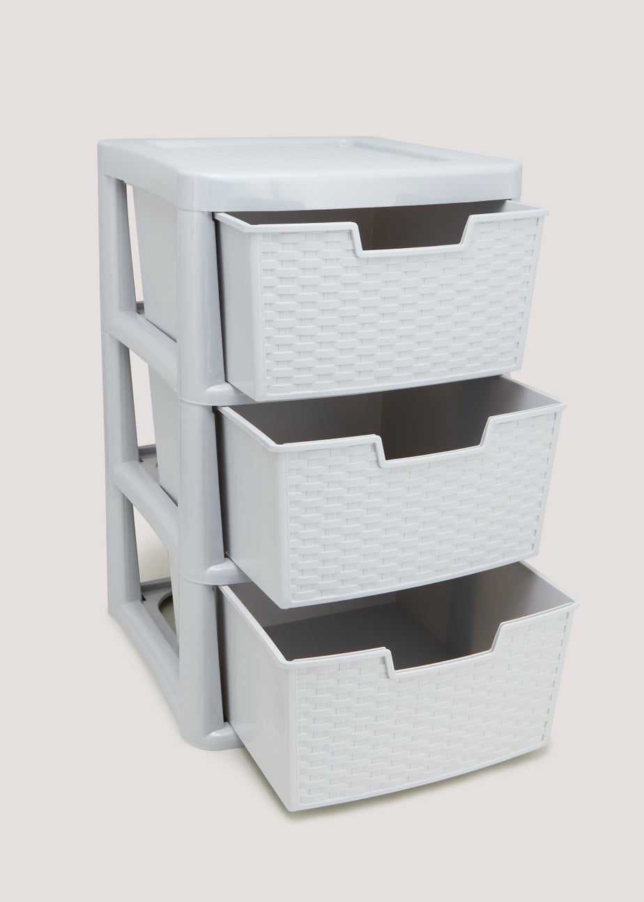 Large Grey Plastic Rattan Drawers (63cm x 42cm x 38cm)