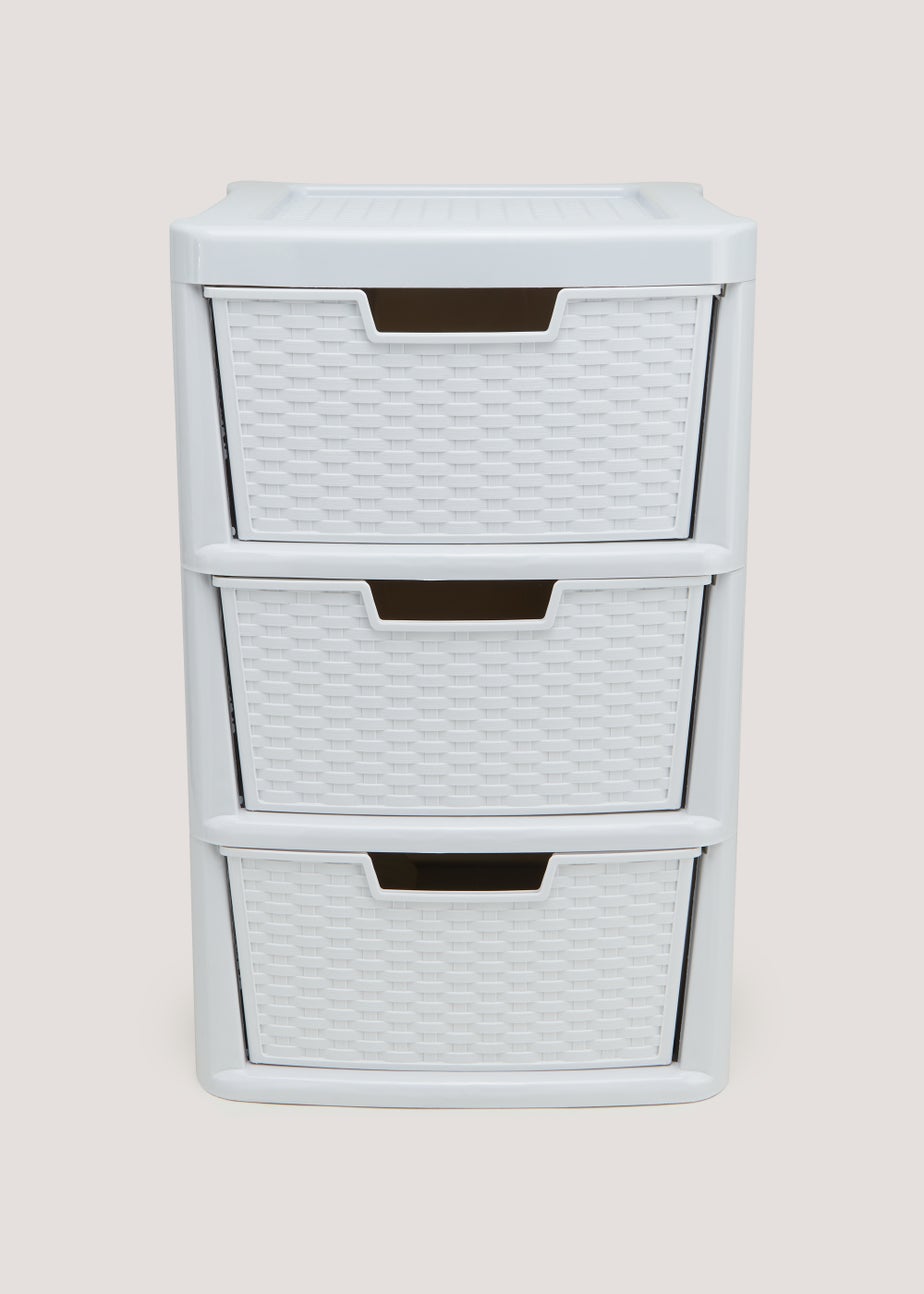 Large Grey Plastic Rattan Drawers (63cm x 42cm x 38cm)