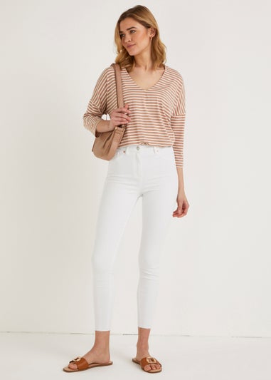 Papaya Petite April White Ankle Grazer Super Skinny Jeans