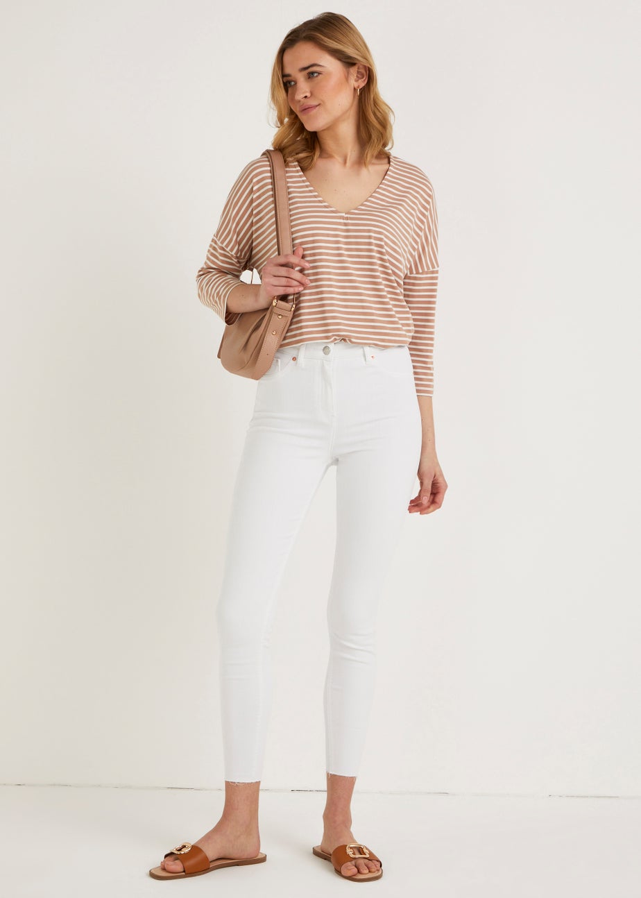 Papaya Petite April White Ankle Grazer Super Skinny Jeans