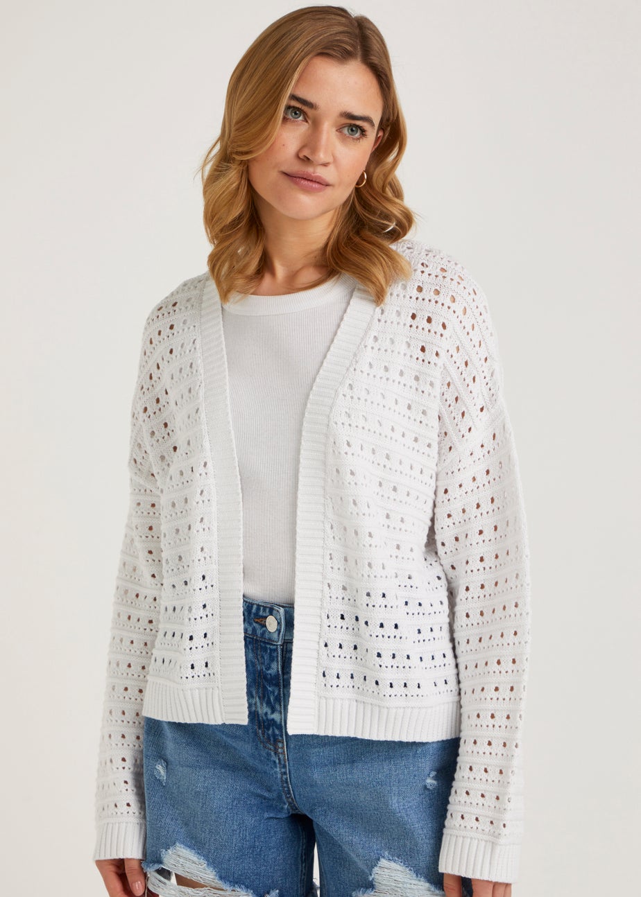 White Open Stitch Cardigan Matalan - Main Image