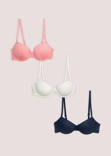 3 Pack Plain & Spot T-Shirt Bras