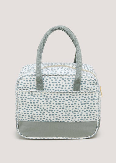 Green Dash Print Lunch Bag (19cm x 25.5cm x 12cm)