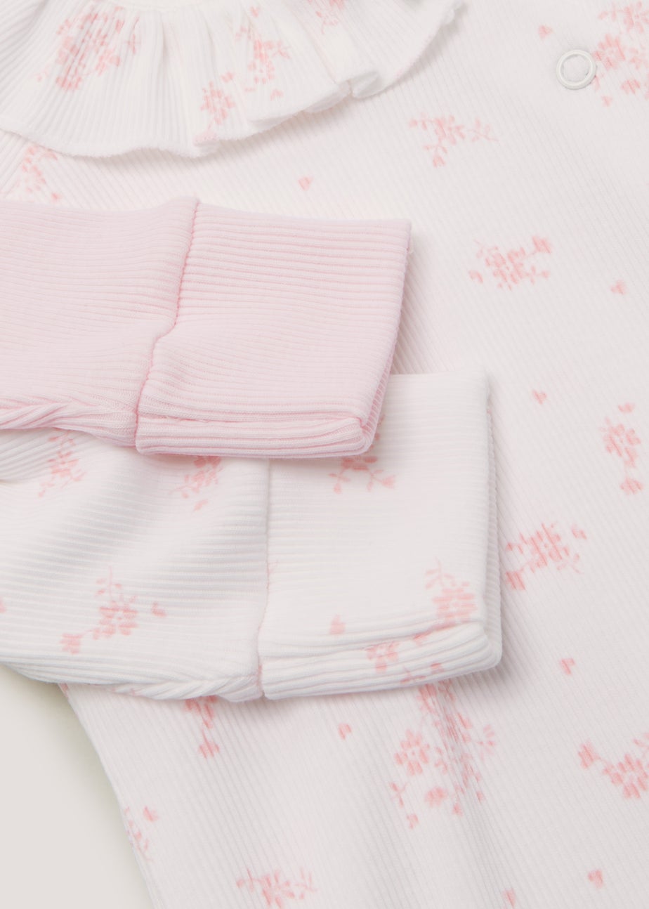 Baby 2 Pack Frill Collar Sleepsuits (Newborn-12mths)