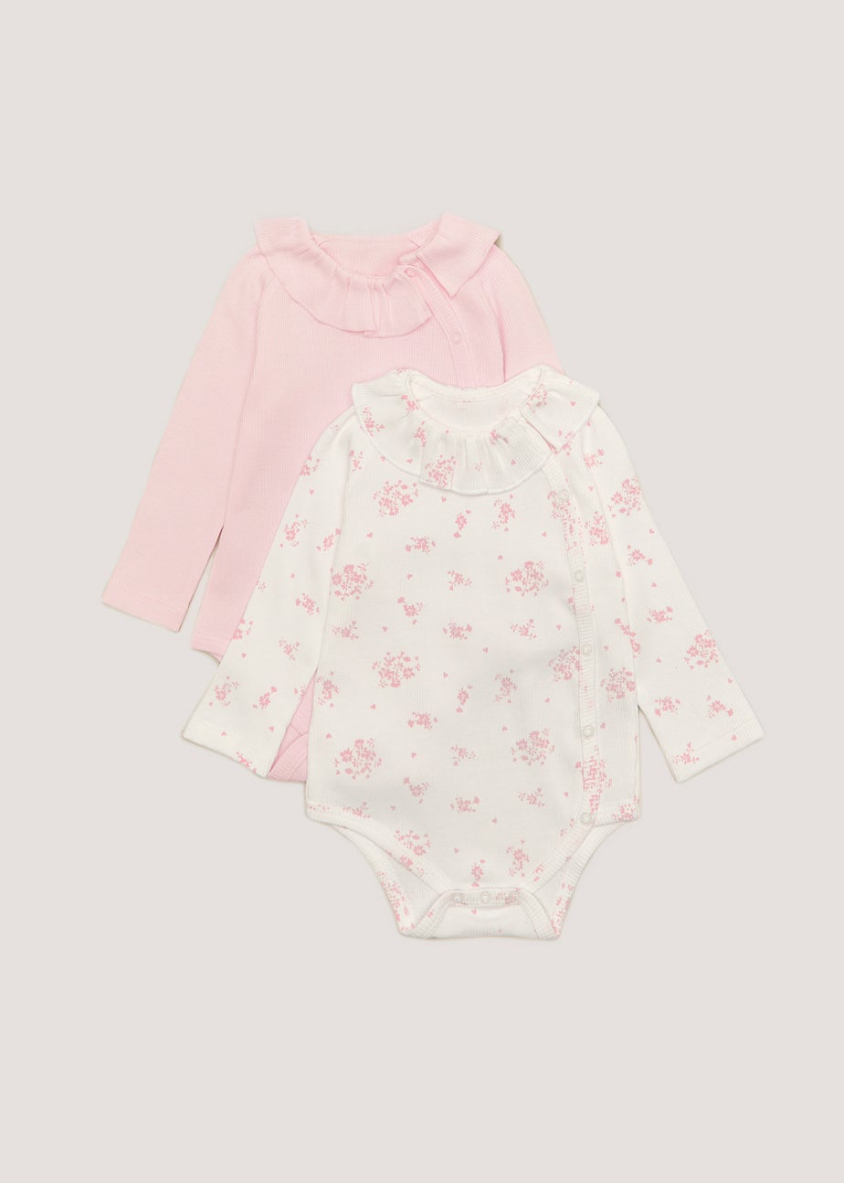 Baby 2 Pack Frill Bodysuits (Tiny Baby-18mths)