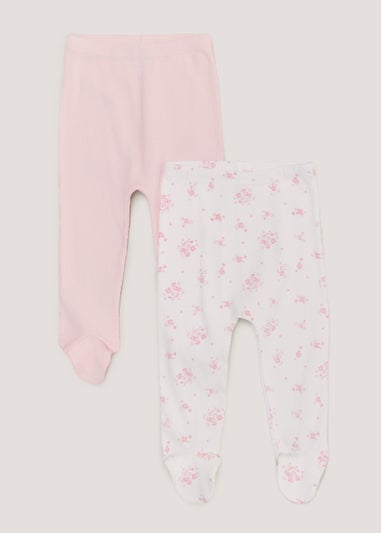 Baby 2 Pack Pink Ribbed Leggings (Tiny Baby-18mths)