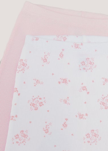 Baby 2 Pack Pink Ribbed Leggings (Tiny Baby-18mths)