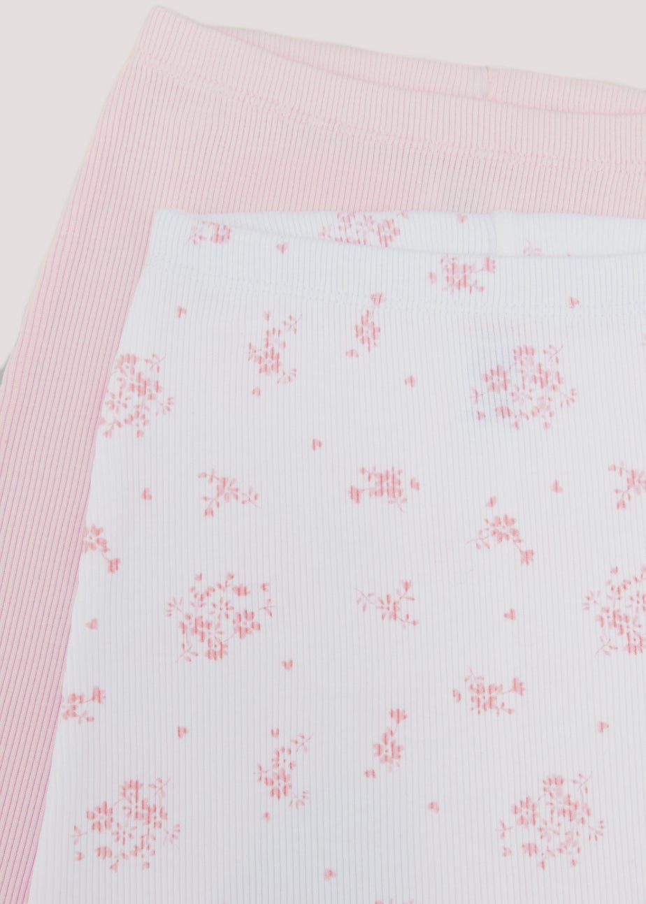 Baby 2 Pack Pink Ribbed Leggings (Tiny Baby-18mths)