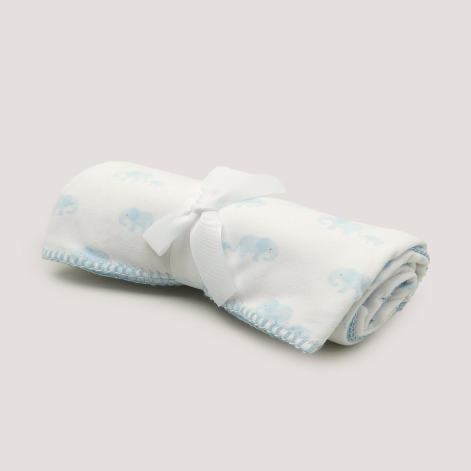 Blue Elephant Fleece Baby Blanket (100cm x 75cm)