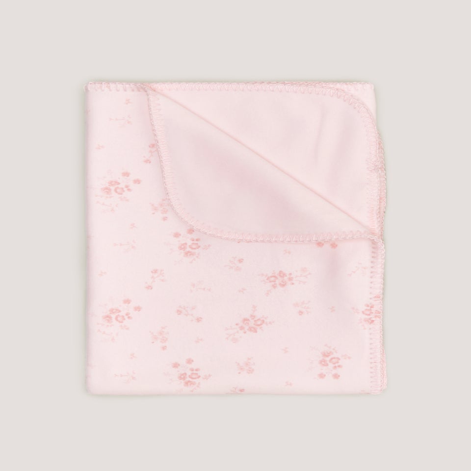 Pink Floral Fleece Baby Blanket (100cm x 75cm)
