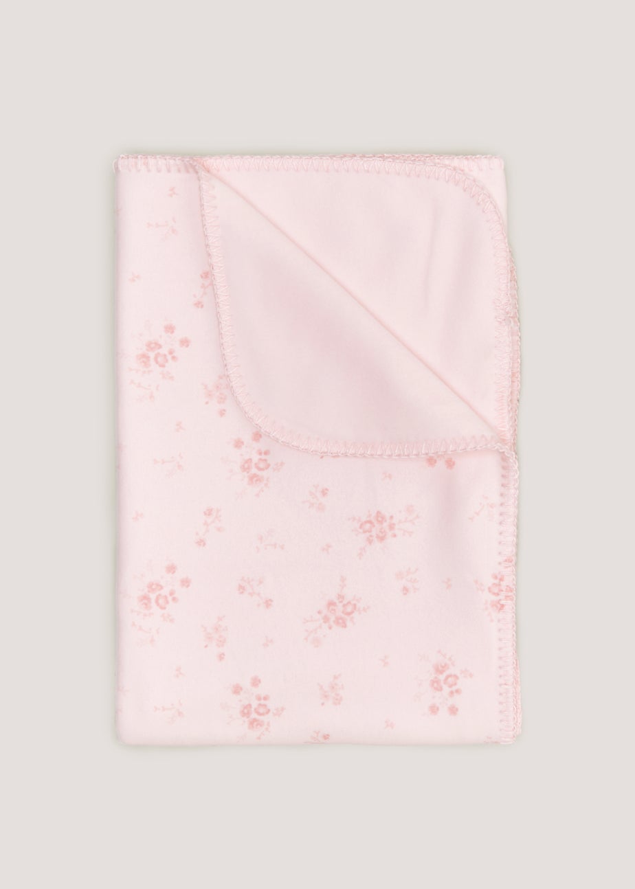 Pink Floral Fleece Baby Blanket (100cm x 75cm)