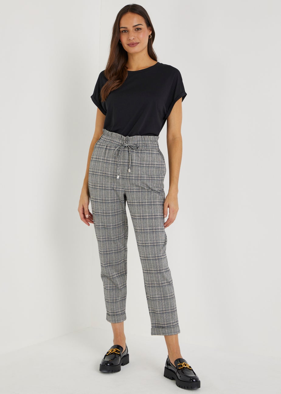 Grey Check Ponte Trousers