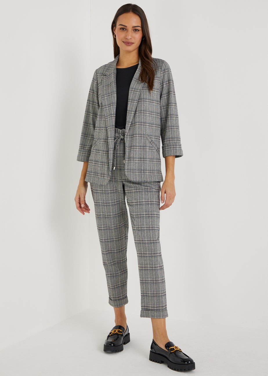 Grey Check Ponte Trousers