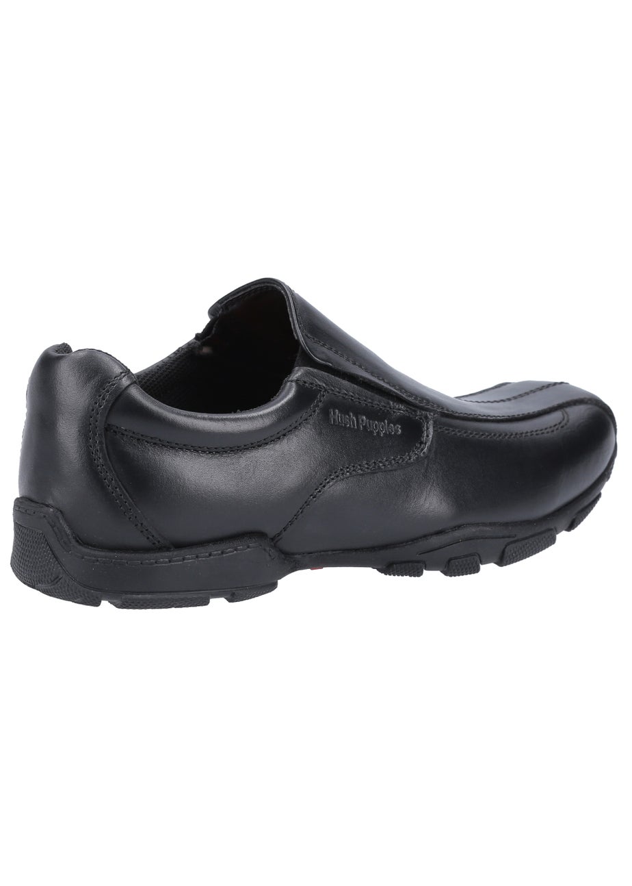Boys Hush Puppies Elijah Black School Shoes (Older 3-6)
