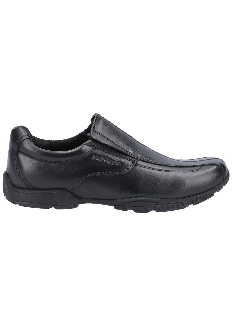 Boys Hush Puppies Elijah Black School Shoes (Older 3-6)