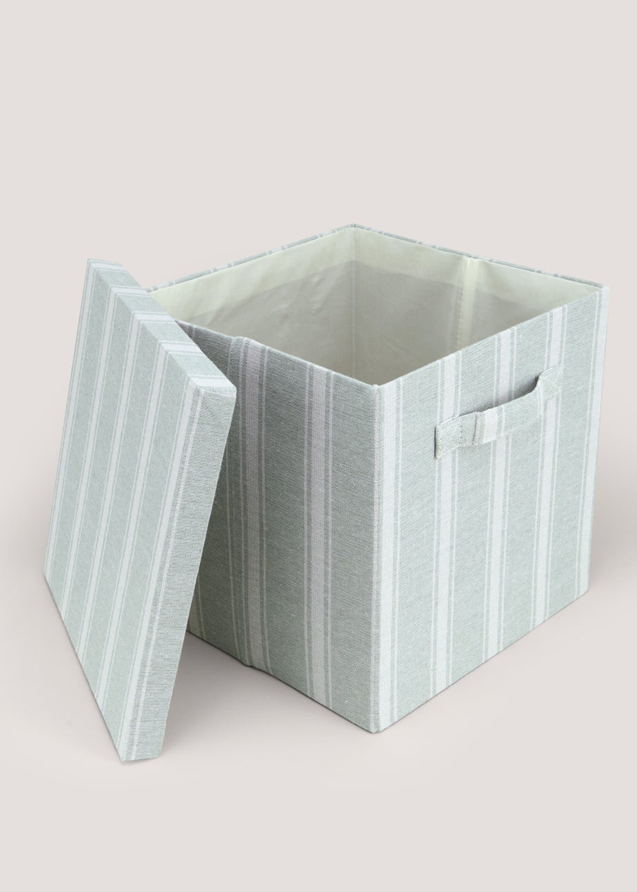Green Stripe Foldable Storage Box (33cm x 33cm x 31cm)