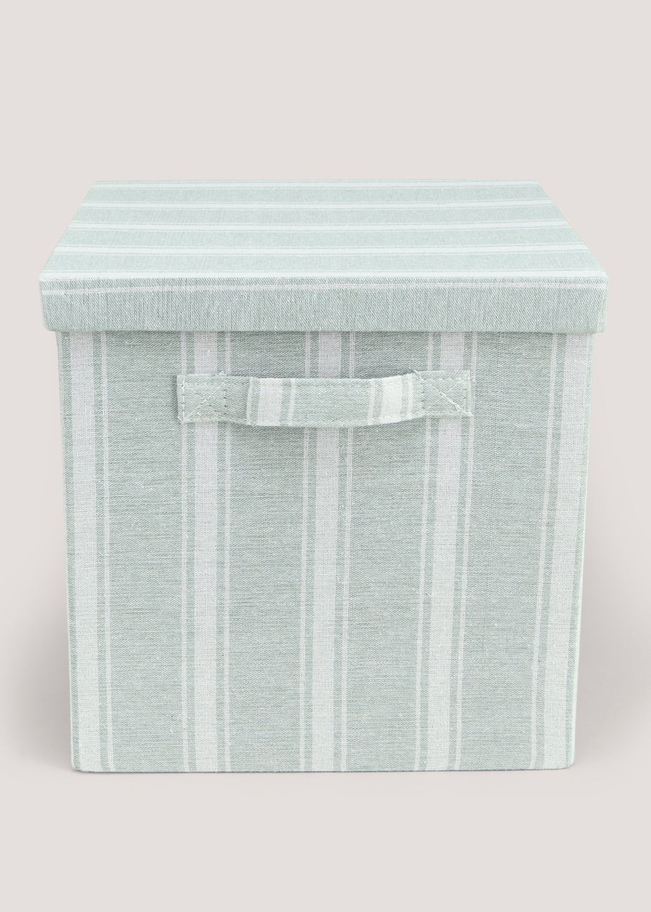 Green Stripe Foldable Storage Box (33cm x 33cm x 31cm)