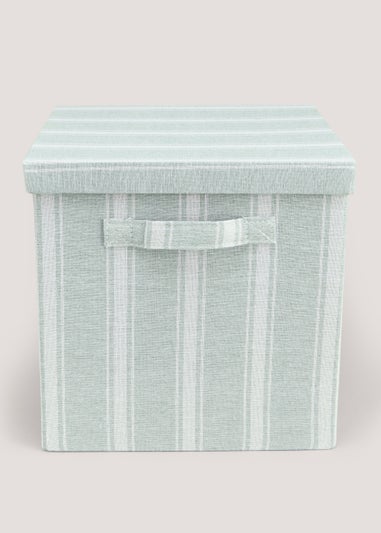 Green Stripe Foldable Storage Box (33cm x 33cm x 31cm)