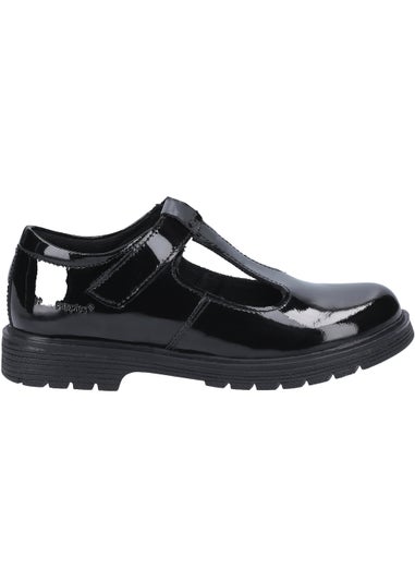 Girls Hush Puppies Gracie Junior Black School Shoes (Younger 10-Older 2)