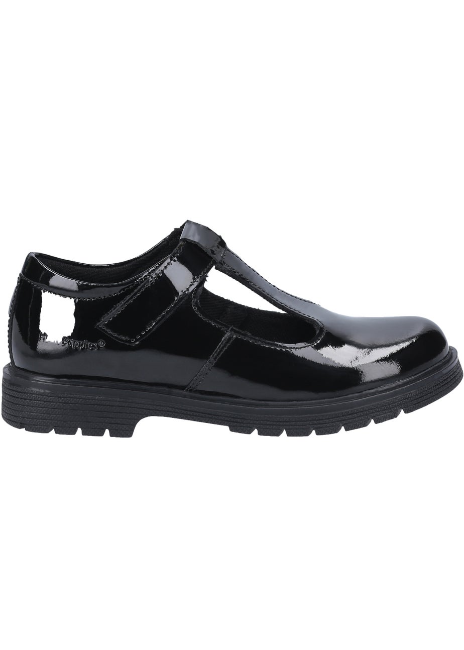 Girls Hush Puppies Gracie Junior Black School Shoes (Younger 10-Older 2)