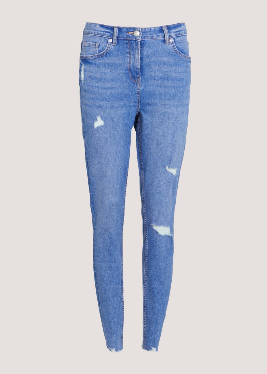 April Bright Blue Ripped Super Skinny Jeans