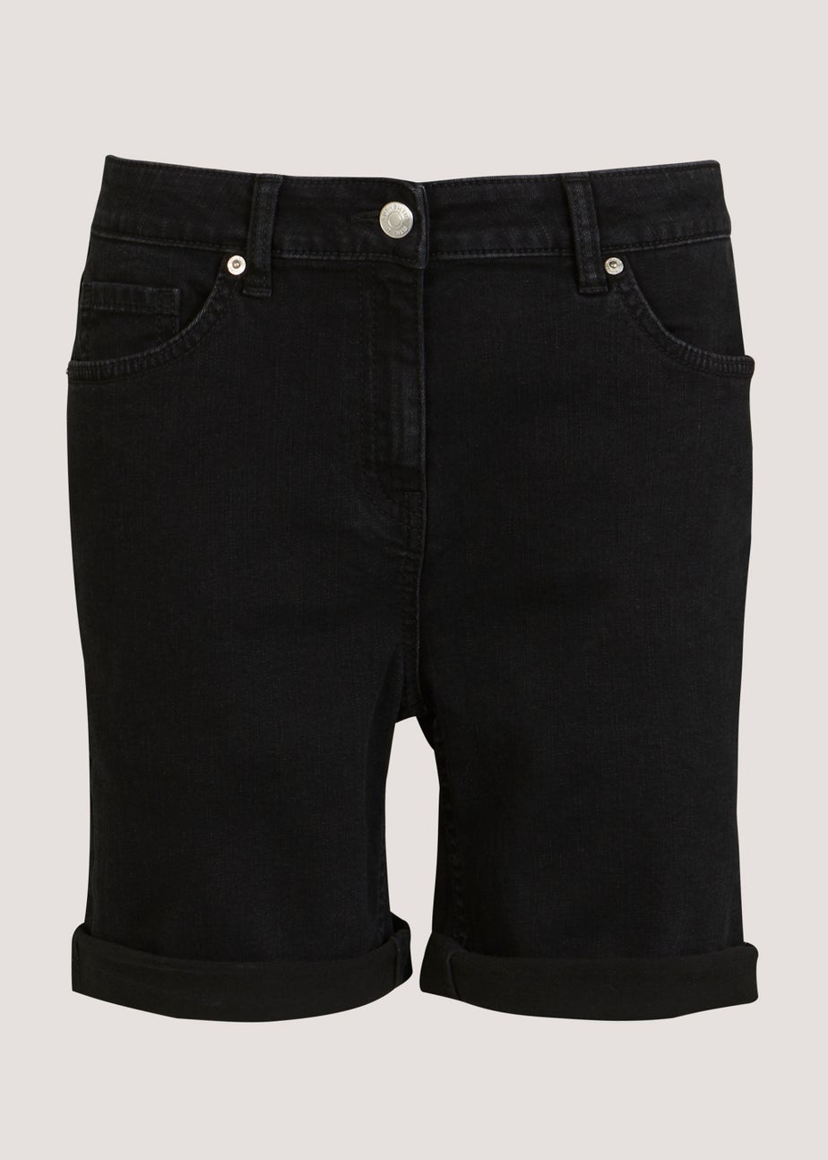 April Black Denim Shorts Matalan