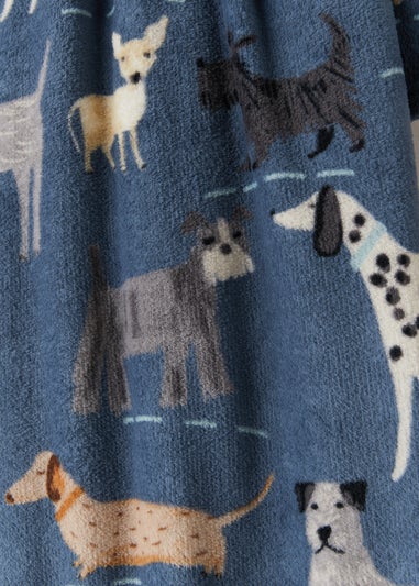 Blue Dog Print Throw