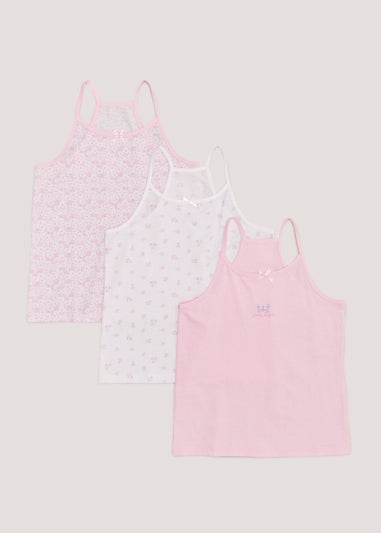 Girls 3 Pack Pink Cami Vests (2-11yrs)