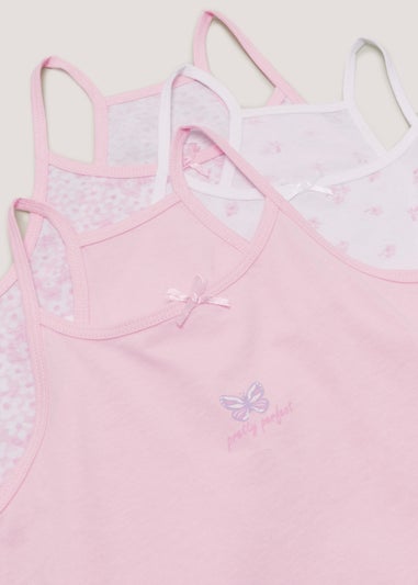 Girls 3 Pack Pink Cami Vests (2-11yrs)